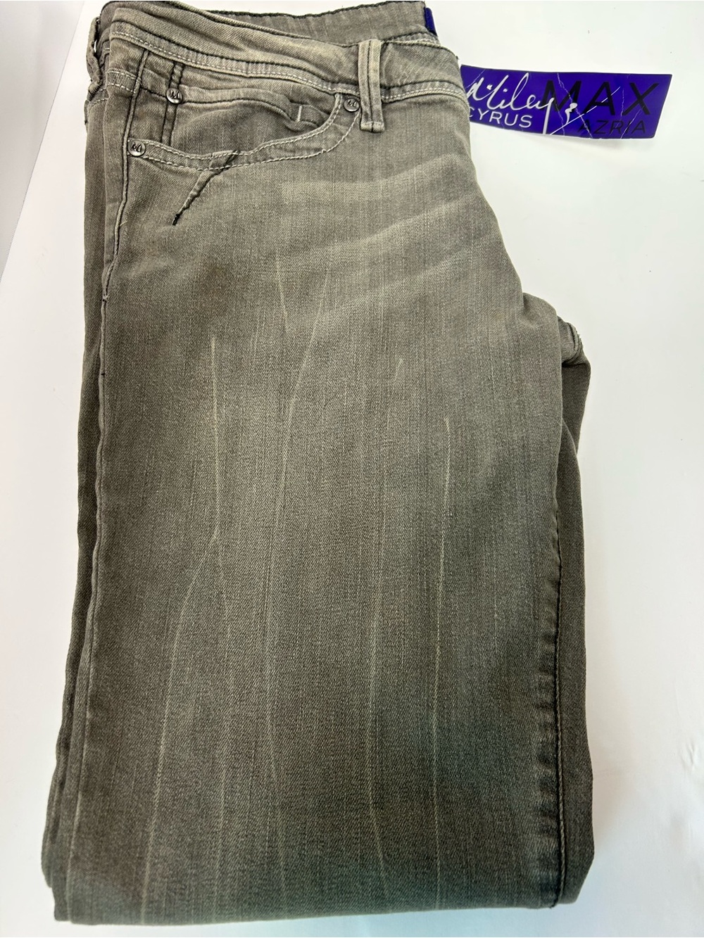 Miley Cyrus & Max Azria Men's Slim Straight Jeans - Faded Olive Green